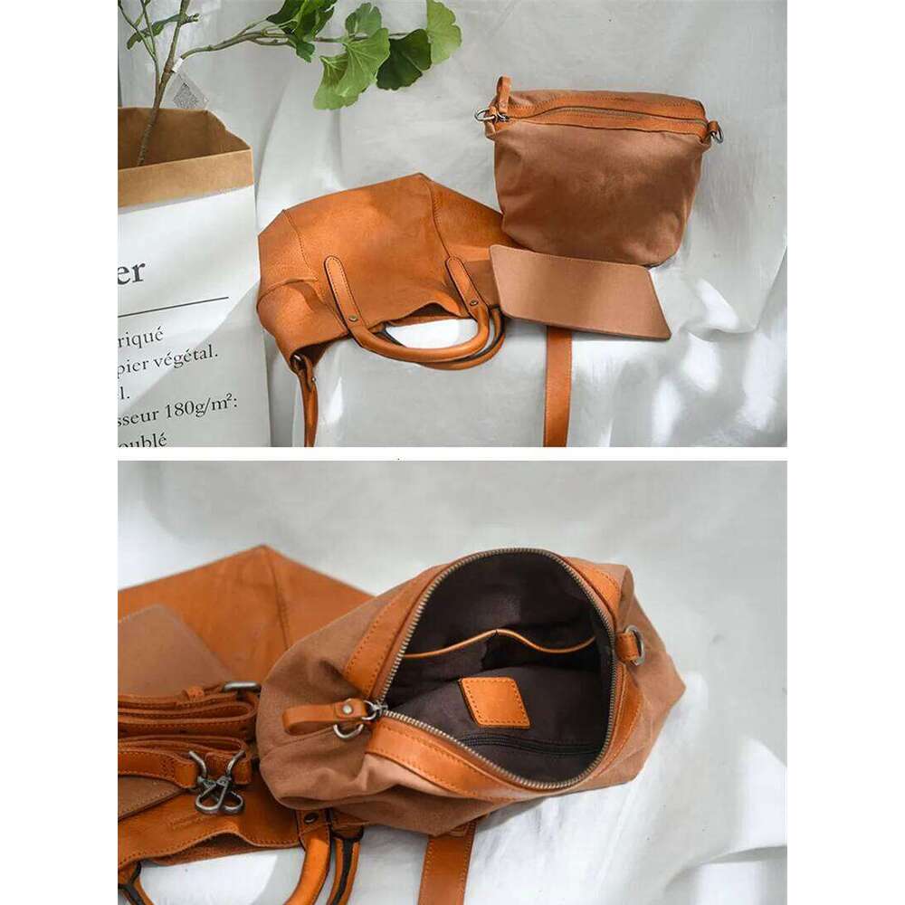 Outdoor Casual Genuine Leather Women's Tote Designer Natural Soft First Layer Cowhide Female Handbag Crossbody Bag