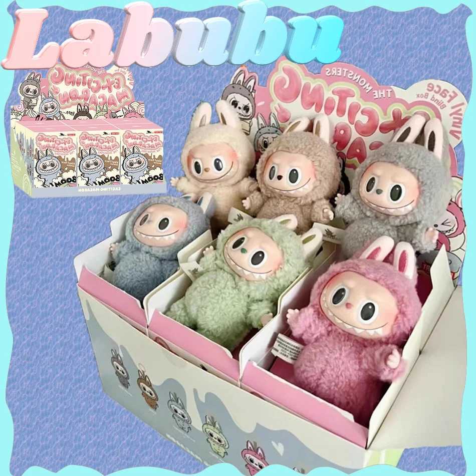 LABUBU heart macaroon vinyl face series surprise blind box tide play hand-made ornaments decoration car doll surprise blind boxt M250527