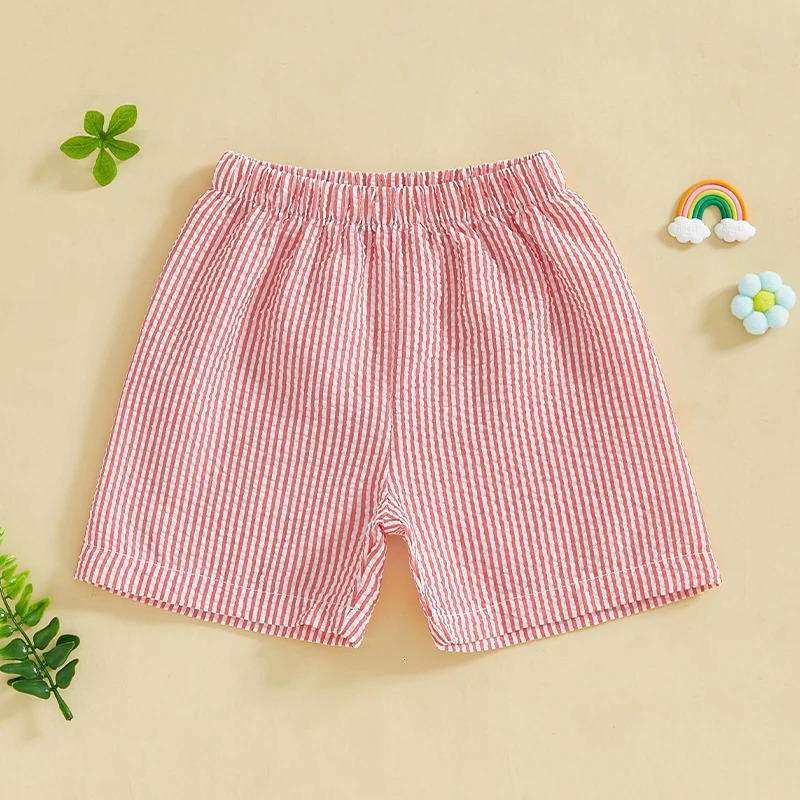 Baby Boy Striped Print Shorts Stylish Elastic Waist Short Pants for Summer Vacation Beachwear Trendy Fashion 250527
