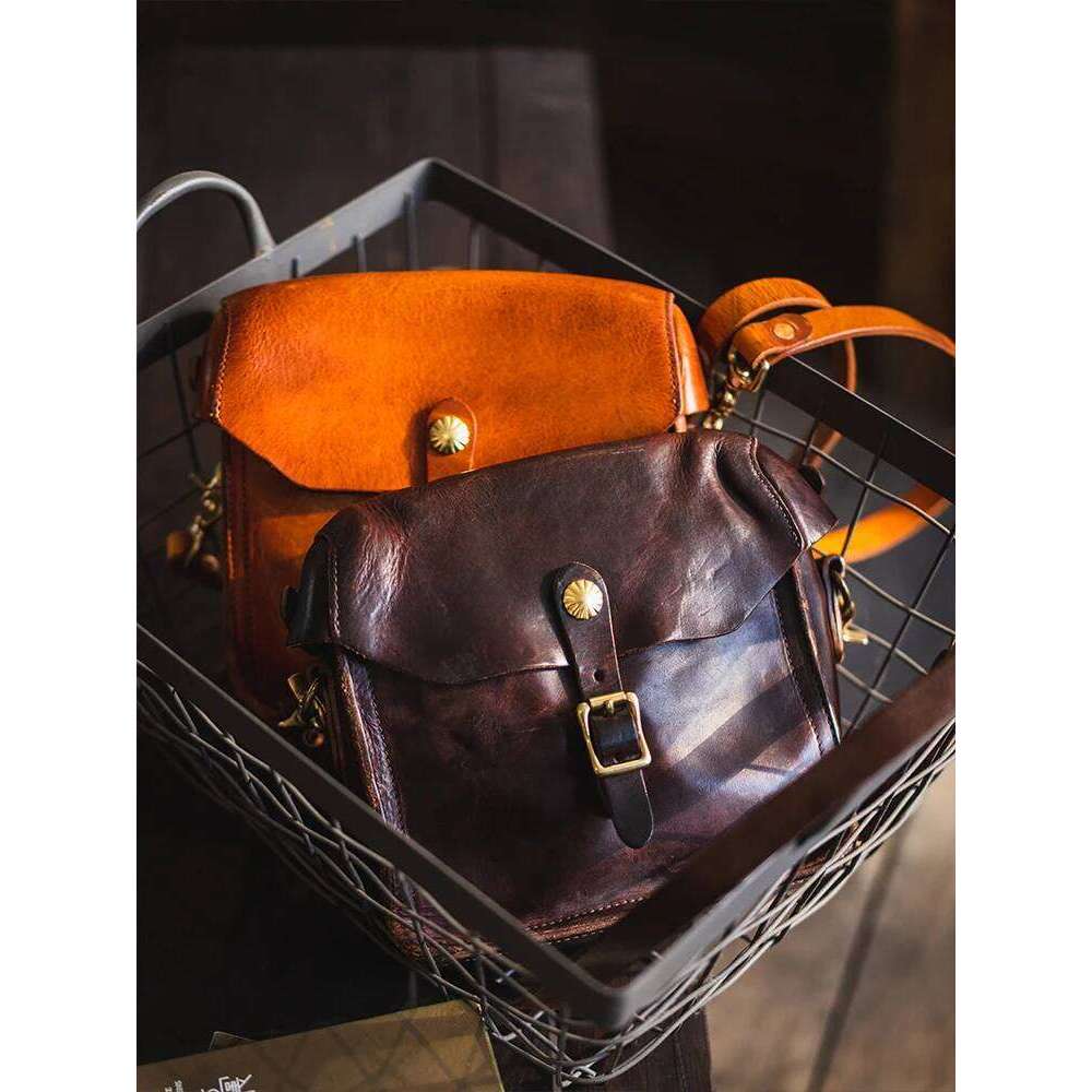 Fashion Vintage Outdoor Daily Genuine Men's Small Phone Shoulder Designer Handmade Cow Leather Crossbody Bag