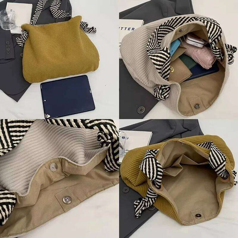 New Soft Wide Strap Veet Fabric Handbag, Fashion Casual Single Shoulder Bag, Preferred Style Corduroy Women Bag