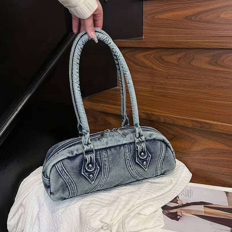 Women's Bags Designer Novelty Travel For Women Designer Jeans Large Capacity Denim Shoulder Leisure Pillow Handbag Lady Brand Boston Bag
