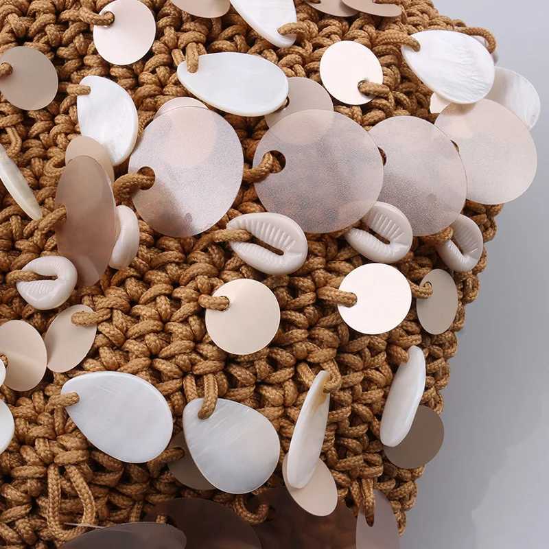 Straw Clutch Handbag Handmade Clutch Purse Cloud Dumpling Bag Sequins Woven Handbags Designer Weaving Pouch for Party Vacation W250527