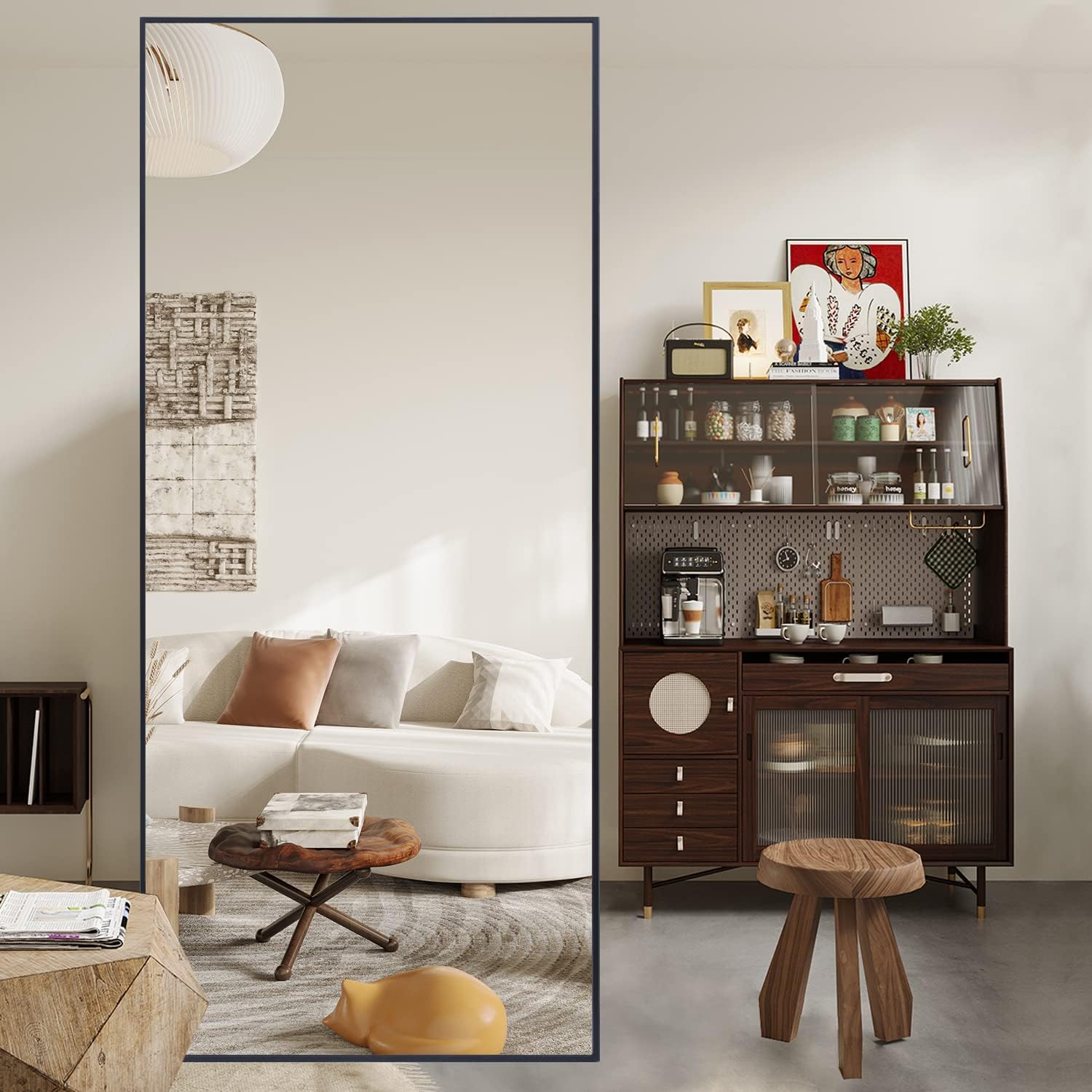 cassilando black full length metal frame mirror largesized floor wall standable 65 h x 24 w