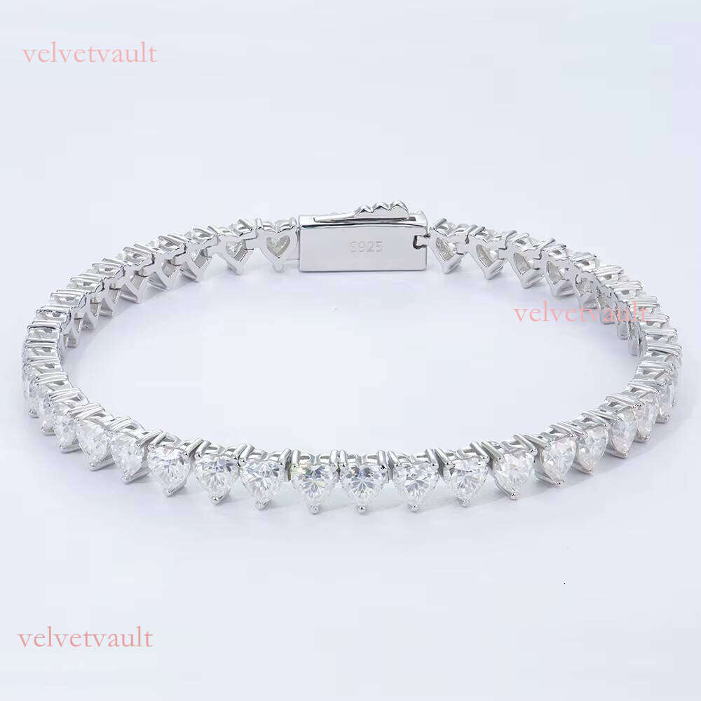 Yinhui Stone Tennis Chain Bracelet VVS1 Heart Shape Unisex Men's Jewelry Hip Hop Gift