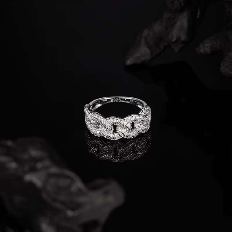 Engagement Vintage Jewelry 18K White Gold Plated 925 Sterling Silver Jewelry Moissanite Hip Hop Cuban Ring for Women Men