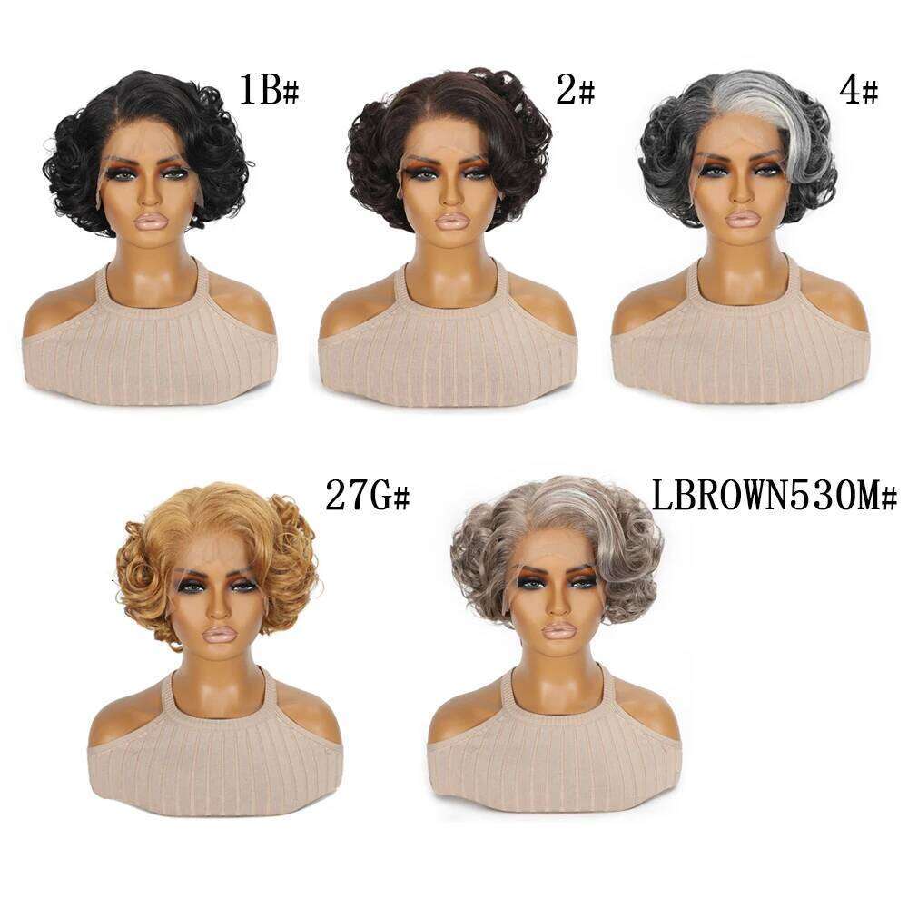 10 Inch Short Curly Synthetic Wig for Women Glueless Minimalist HD Lace 13x5 T-Part Bouncy Egg Curls 1920s Style Daily Use