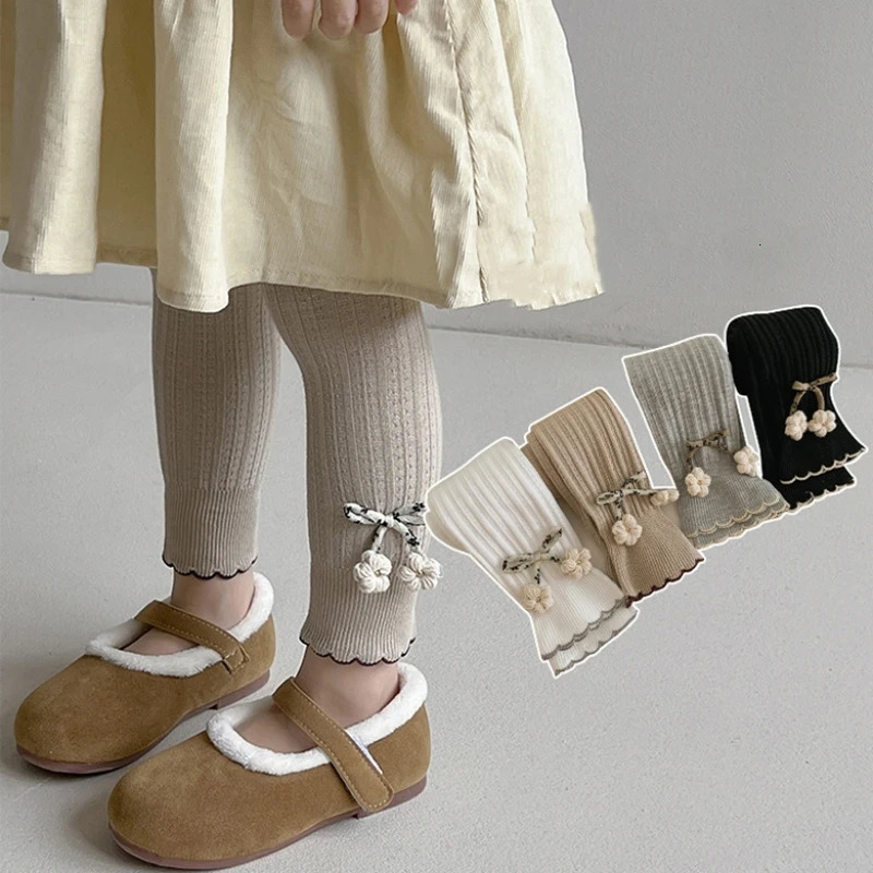 Spring Autumn Baby Floral Pants born Girl Leggings Striped Cotton Princess Kids Children School Uniform Tights 250527