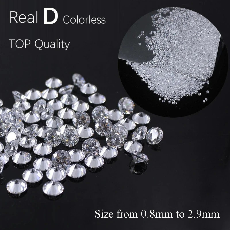 Loose Stones 1.0ct / Pack Real Top D Color VVS1 Small Sizes 0.8mm-3.0mm Gemstones Passed Diamond Tested 250521