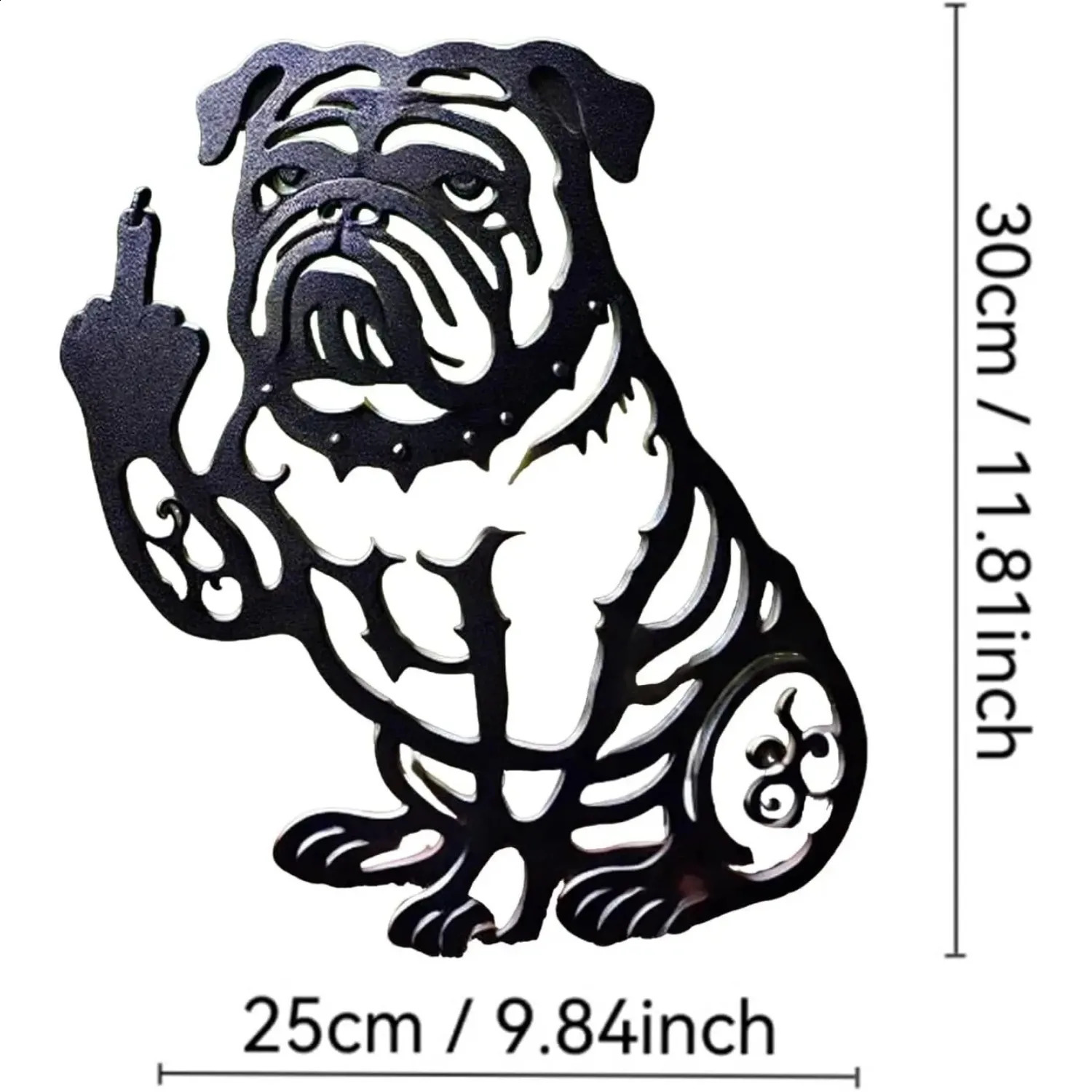 Funny Bulldog Metal Garden Decor French Middle Finger Bulldogs - Metal Dog Cutout Statues Welcome Sign for Yard Ornaments Lawn 250523