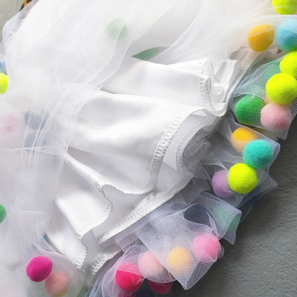 Baby Girls Dancing Party Princess Skirt Sweet Colorful Pompom Tulle Tutu For Clothes Children 250527