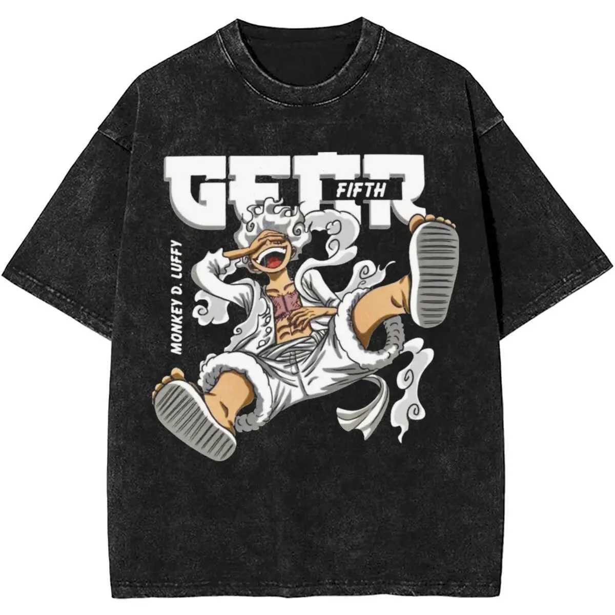 Harajuku Washed T Shirt Monkey D.Luffys O-One P-Piece Loose T-Shirts Hip Hop Tshirt for Men Summer Y2K Fun Print Clothing Z250527