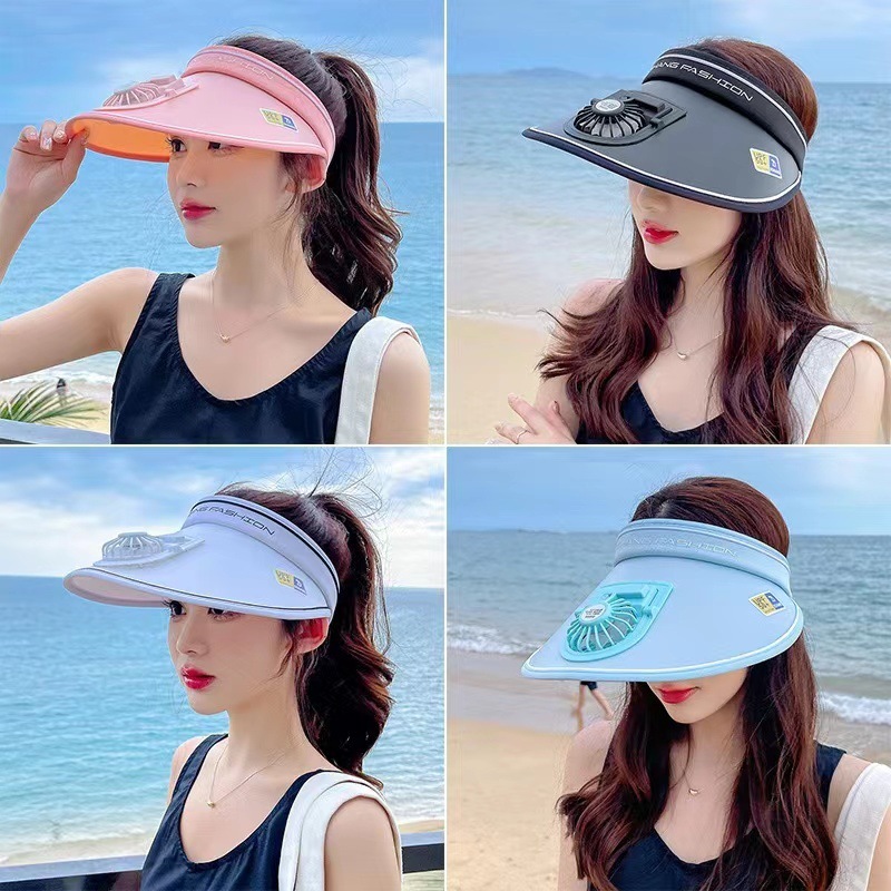 Designer's Sun Hatrechargeable Fan Hat Sun Protection Hat For Women Summer 2025 New Style Open Top Wide Brim Sun Hat Face Slimming Sun Hat