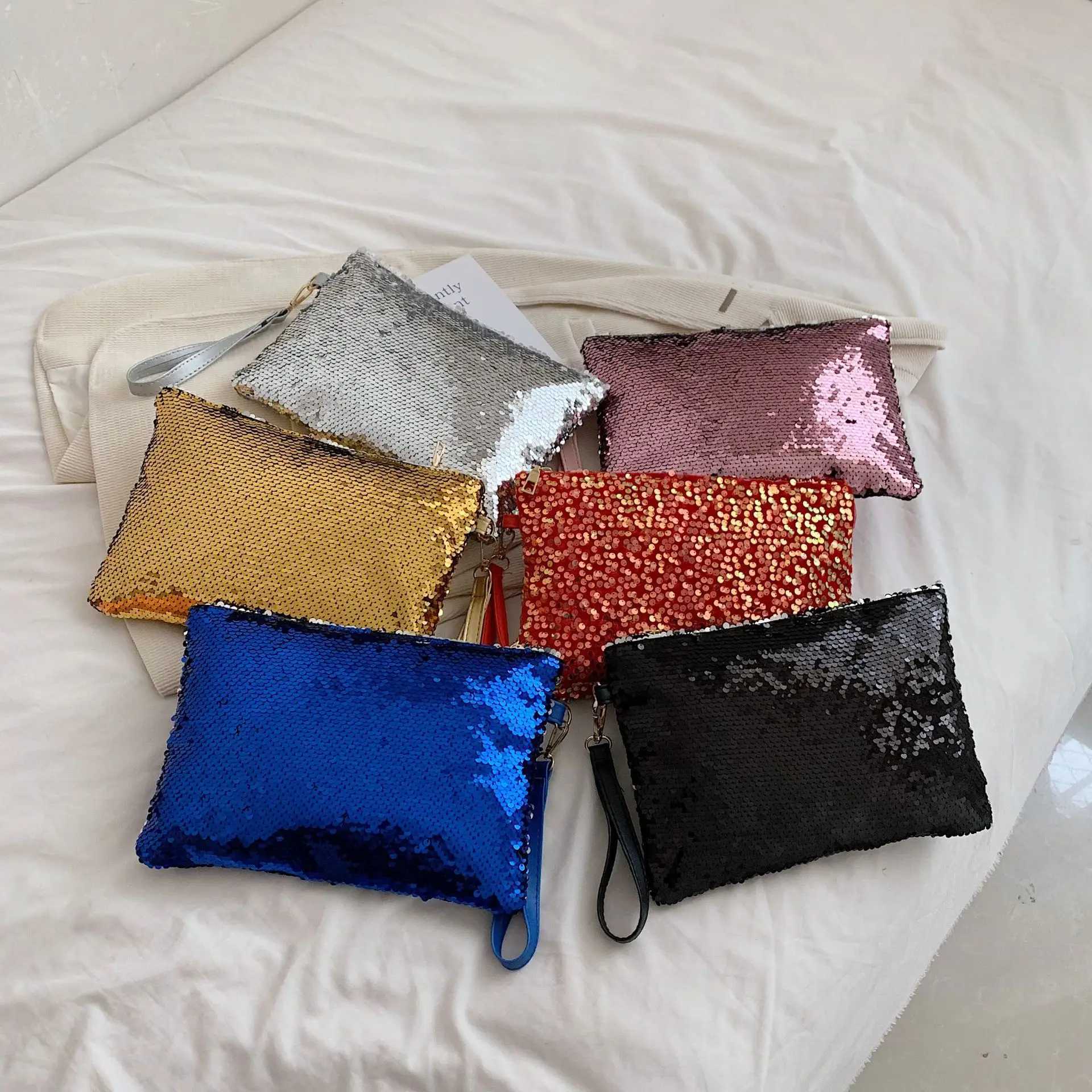 Fashion Womens Sequined Bling Handbag And Purse Small Wedding Party Evening Bag Lady Wristlet Clutch Bag Female Envelope Bag W250527