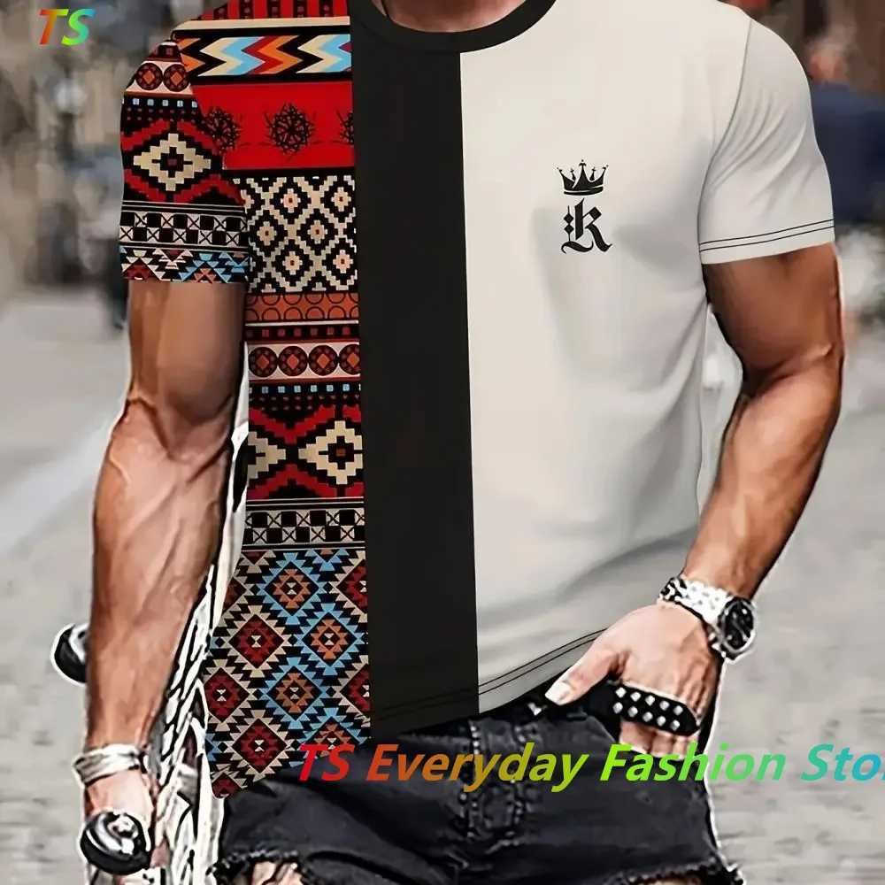 Mens Oversized O-neck Top 3D Casual Print Mens T-Shirt Stripe Clothes Summer Men Short Sleeve Tee Harajuku Street T-Shirt Daily Z250527