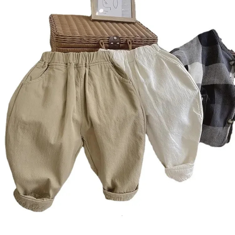 Spring Autumn Childrens Fashion Casual Loose Radish Pants for Boys Girls Solid Color Lantern Pants 250527