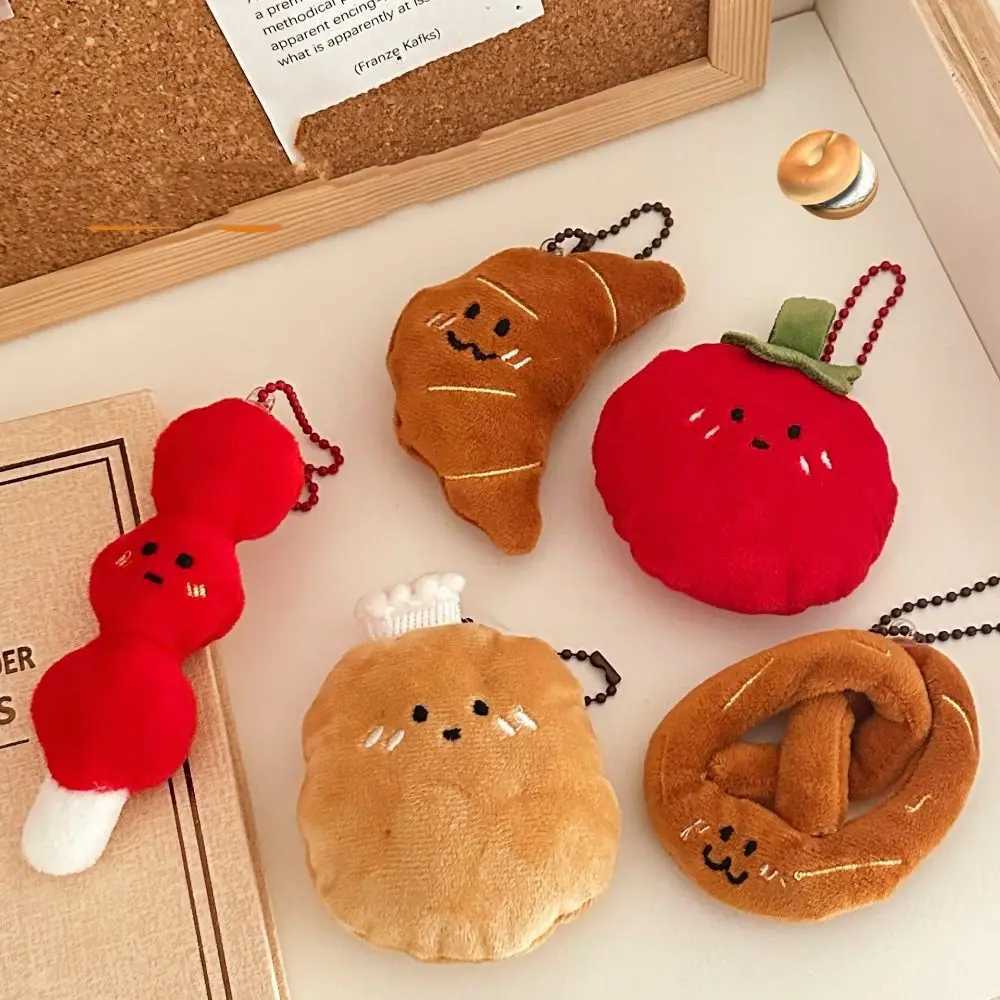 Creative Cartoon Food Plush Keychain Potato Croissant Tomato Plush Key Chain Plush Stuffed Toys Bag Pendant Hanging Accessory W250526