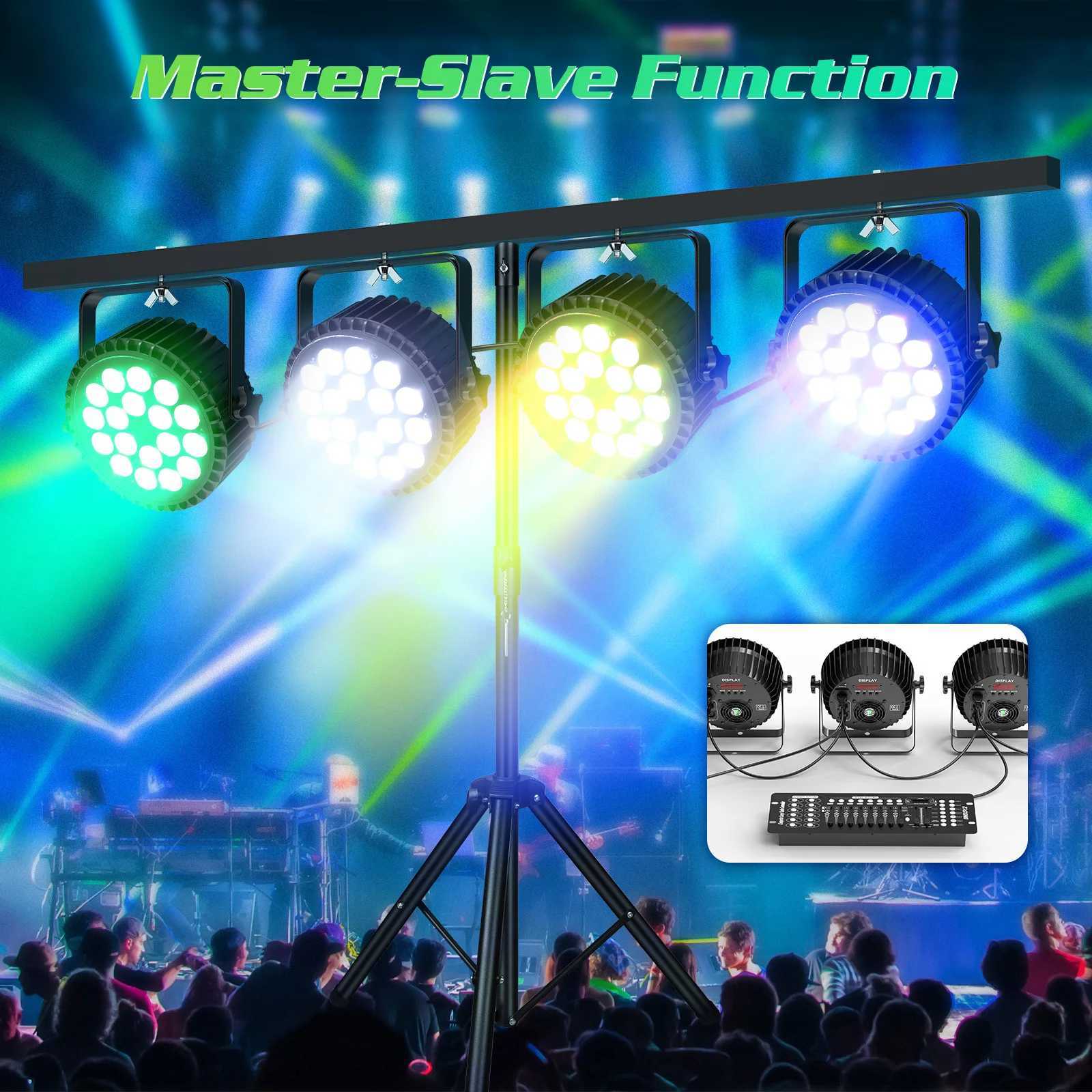 Somspot 4PCS/SET 200W RGBW LED Par Light Rainbow Effect DMX Stage Effect Light Projector for DJ Disco Party Bar Wedding Birthday XJ250527