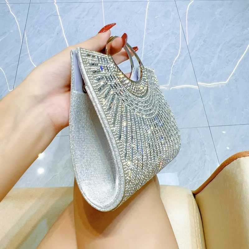 New High Luxury Design Bling Evening Handbags Delicate Ladies Elegant Fashion Clutches Small Diamond Shiny Purse Shoulder Bag W250527