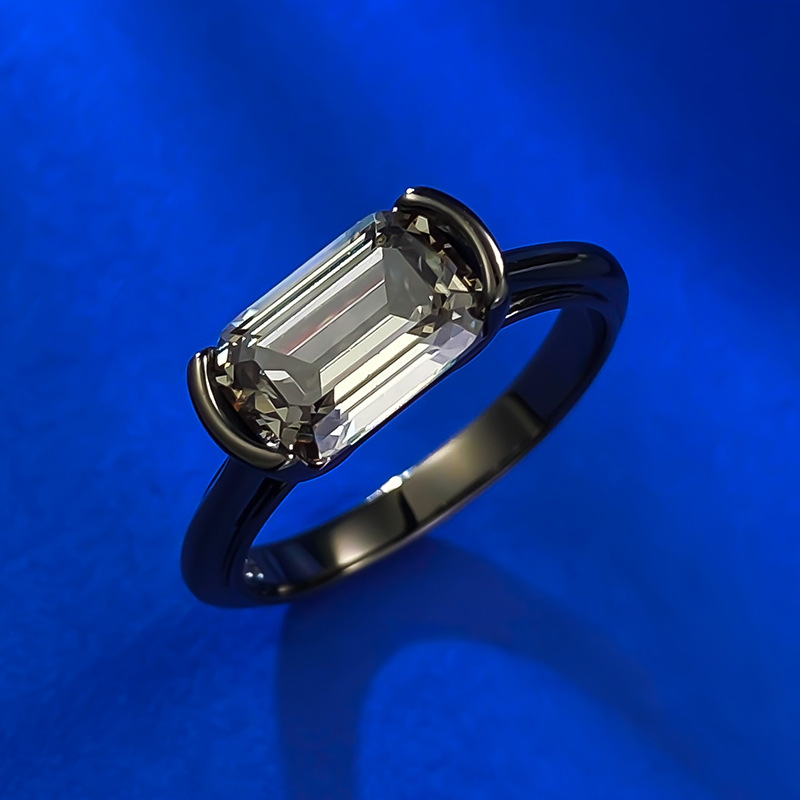 Choucong Brand Wedding Rings Luxury Jewelry Genuine 100% 925 Sterling Silver Black Asscher Cut Grey Lab Moissanite Diamond Party Women Retro Band Ring