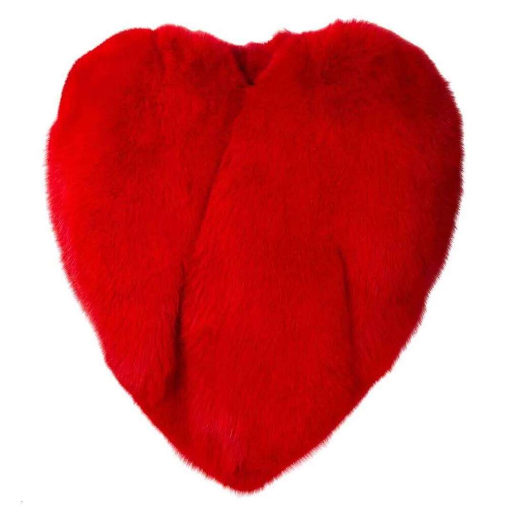 2025 Women Winter Furry Red Heart Faux Fur Coat Female Plus Size Sleeveless Plush Jacket Lady Large Loose Warm Fluffy Cardigan