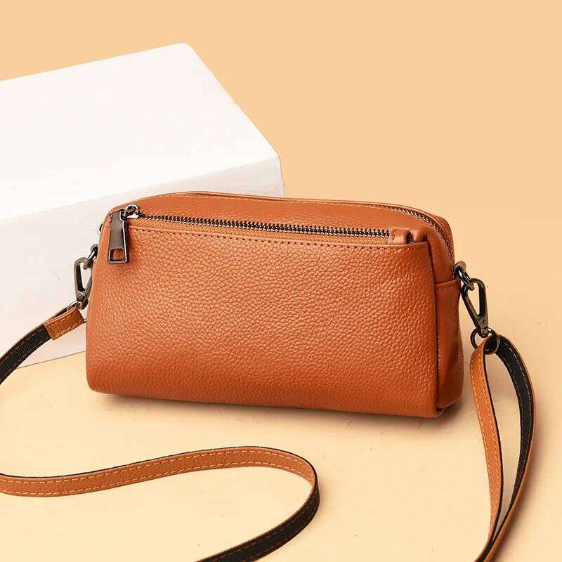 Ranhuang New 2025 Women's Real Genuine Leather Shoulder Fashion Clutch Small Crossbody Bags Red B265