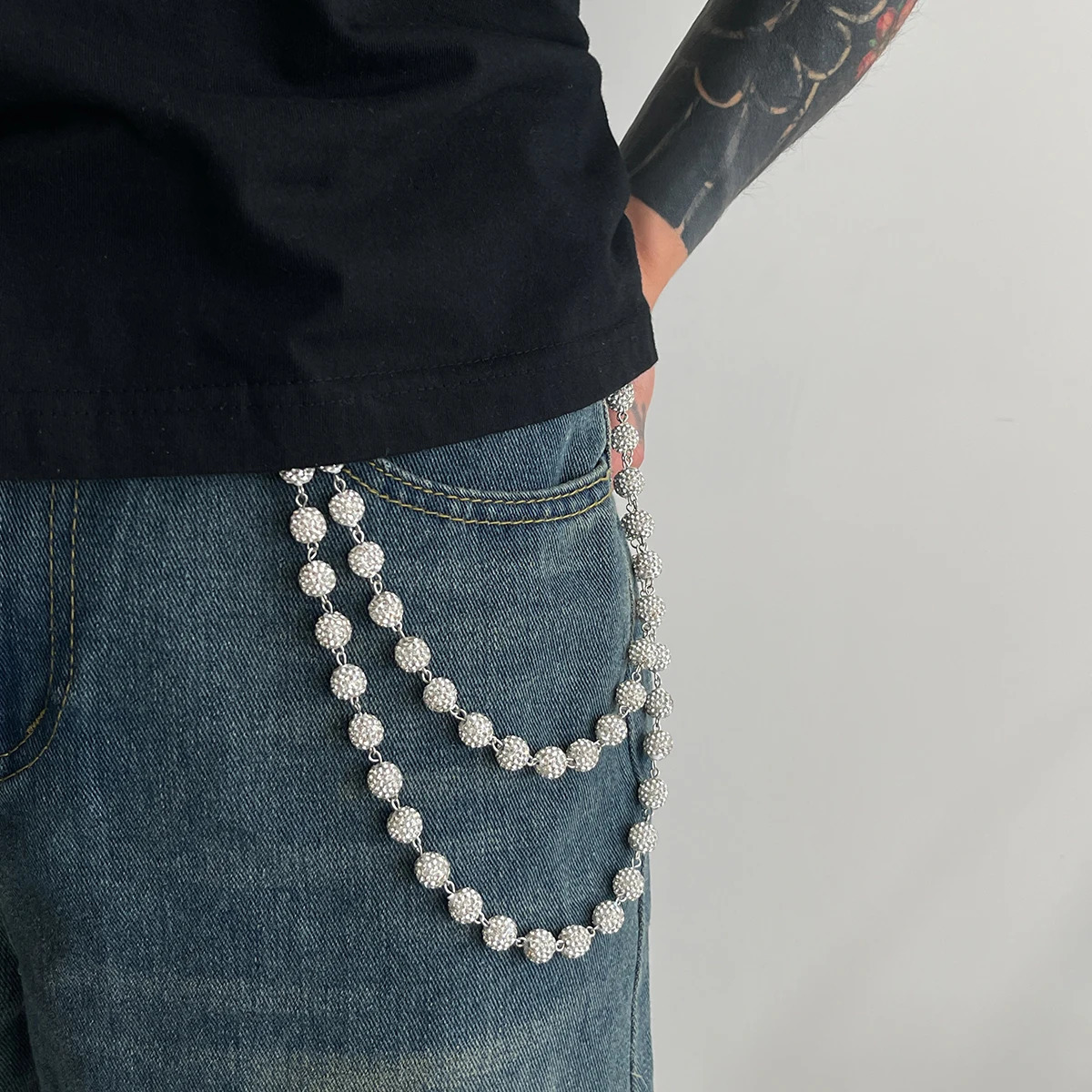 Ingemark Harajuku Street Rhinestone Keychain Wallet Belt Chain for Men Hip Hop Trousers Hipster Pant Jeans Chain Rock Jewelry250519