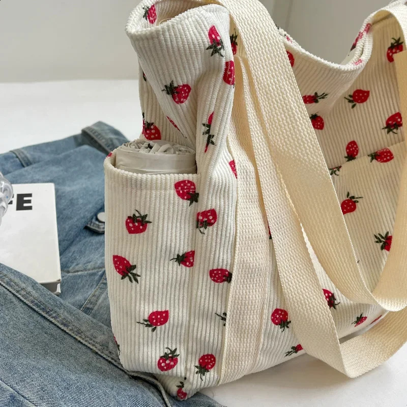Forest Fresh Corduroy Handbag Sweet and Fashionable Versatile Shoulder Bag Beautiful and Simple Womens Tote Bag 250428