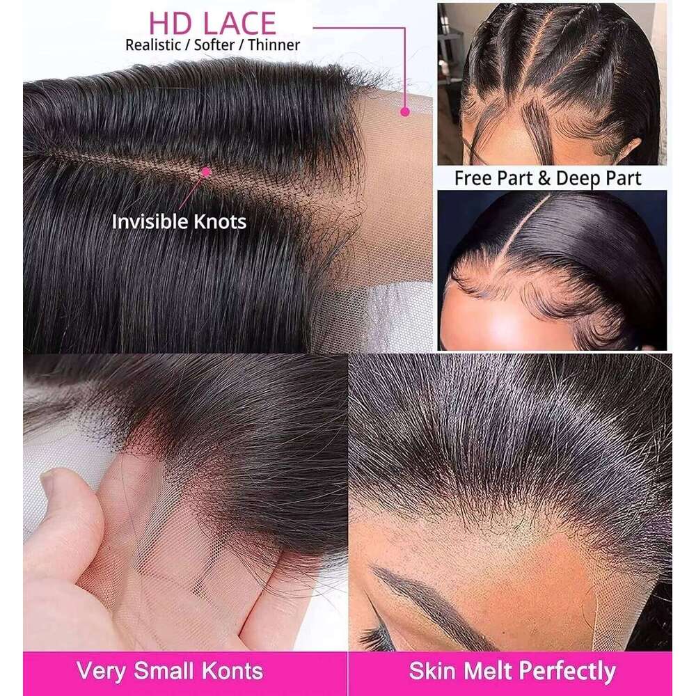 Bone Short Straight Bob 100% Brazilian Human Hair 4x4 HD Wigs 13x4 13x6 Lace Front Wig Preplucked For Women
