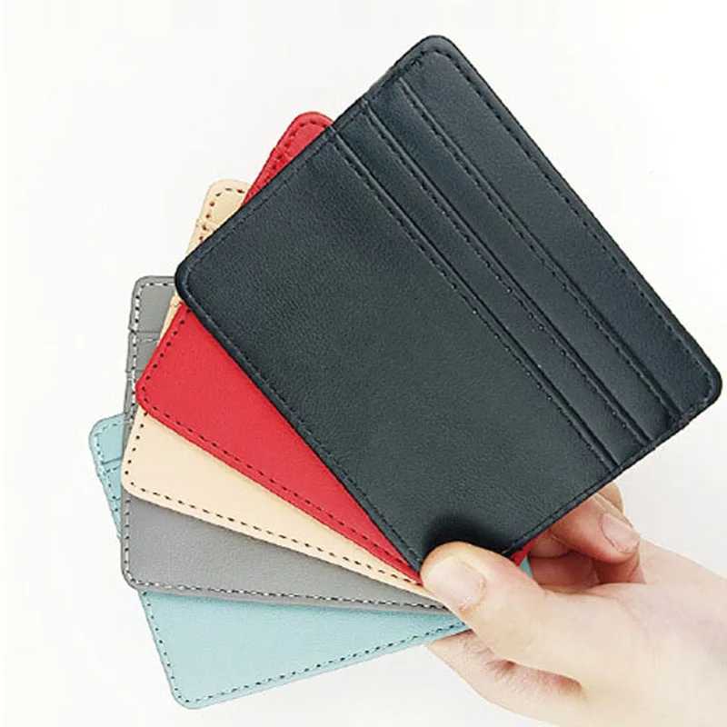 Candy Color PU Leather Card Holder - Multi-Slot Slim Wallet for Credit/ID Cards Z250527
