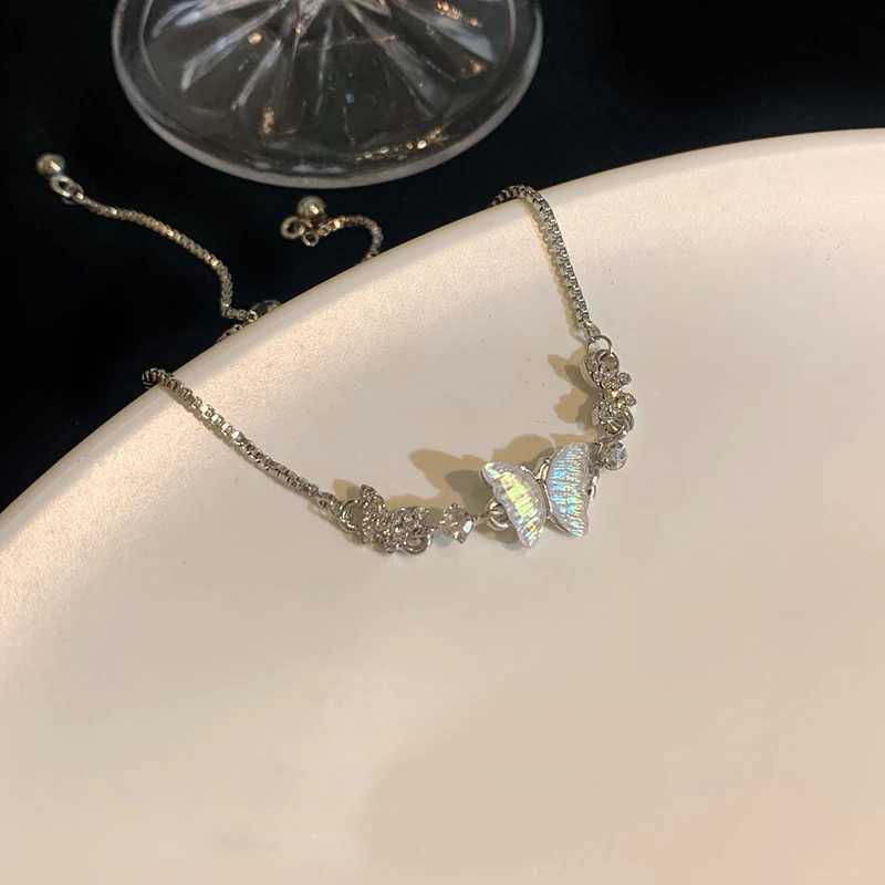 Colorful Zircon Butterfly Drawstring Bracelets For Women Lovely Bowknot Silver Color Adjustable Bracelets Jewelry Birthday Gifts W250526