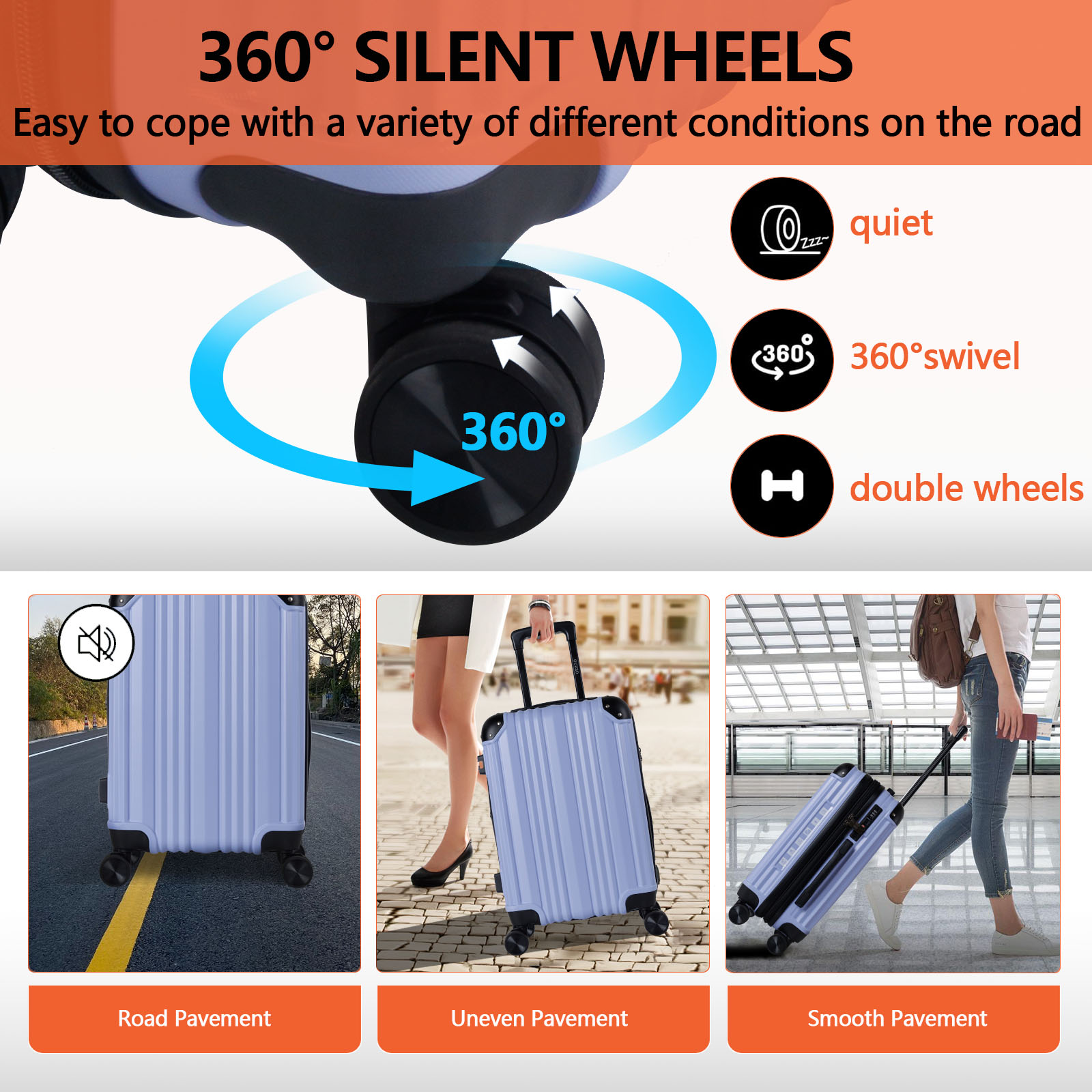 20 Inch Expandable Carry On Suitcase with TSA Lock - Purple ABS Luggage for Personal Travel & Business Trips, Durable Corner Protector