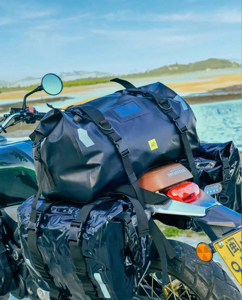 Universal 40L 66L Motorcycle Waterproof Tail Bags Helmet Durable Rear Moto Seat High Capacity Riding Motocross Outdoor Bag