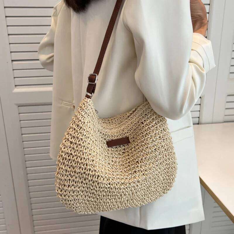 Woven Summer Fashion Straw Beach Holiday Crossbody Bag Shopping Large Capacity Shoulder Handbag Messenger Ladies Women