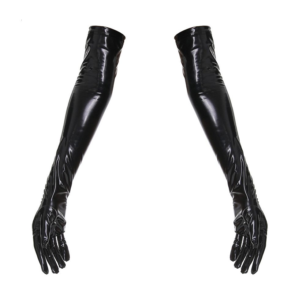 Special leather mirror-faced long gloves for singing at stage concerts and formal events