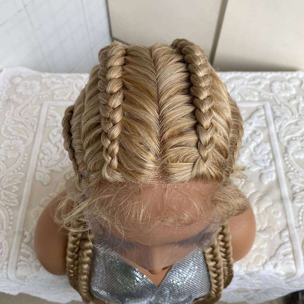 Lace Front Braided Wigs With Baby Hair 32 Inches 4 Twist Cornrow Cosplay DIY Wig Synthetic Crochet Braids