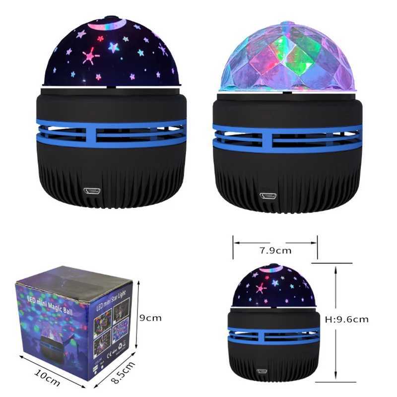 RGB Projector Lamp Automatically Rotating LED Night Light USB Charging Ambient For Home Children Bedroom Sound Party Lights XJ250527