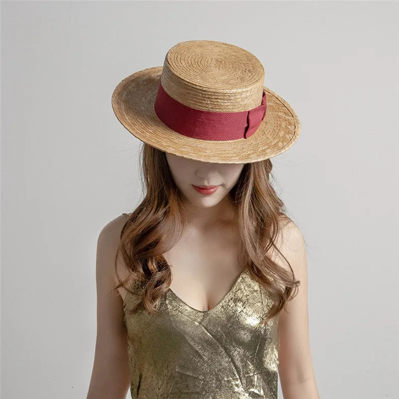 202503-hh5358b ns chic summer Natural palm leaf woven bowknot classic lady fedoras cap men women panama jazz hat 250526