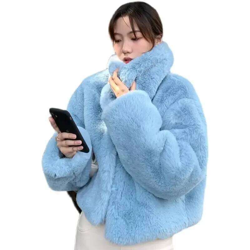 Autumn and Winter Faux Fur Thick Coat Women's Short Loose Korean Version Lapel Environmentally Friendly Jacket Female Clothing