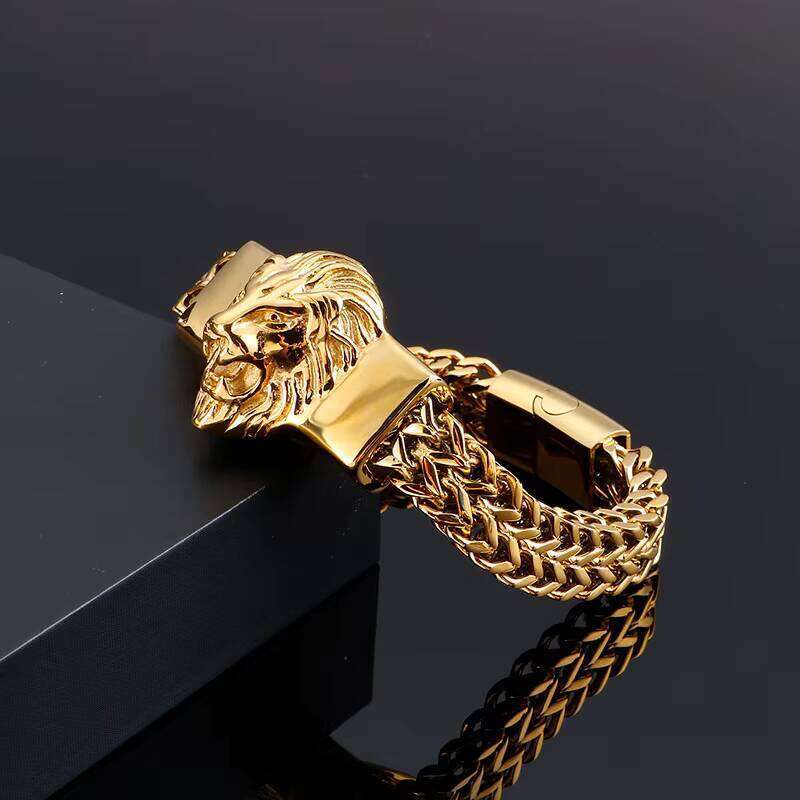 Fashionable Men's Stainless Steel Bracelet Magnetic Retro Fashion lion Head Personality Simple Jewelry