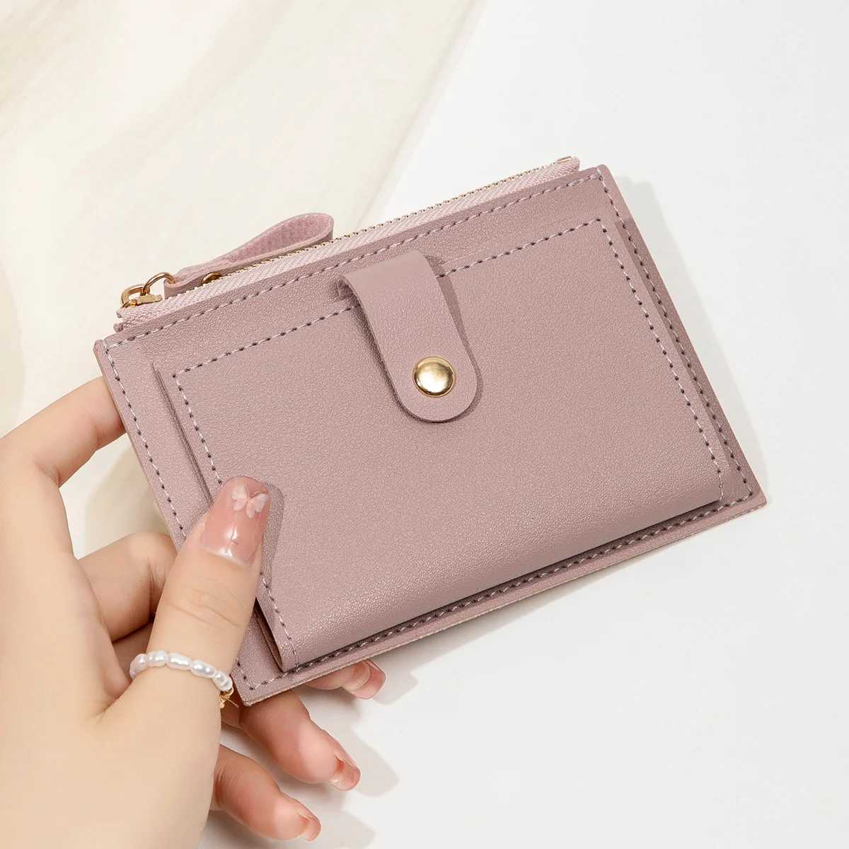 New Womens Short Card Bag Ultra Thin Mini PU Leather Zero Wallet Solid Color Womens Clip Coin Wallet Z250527