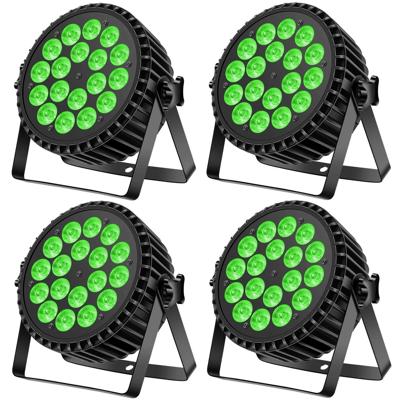 Fieryzeal 4PCS LED Par Light 200W 4 IN 1 RGBW DMX Stage Flat Par Lighting Effect DJ Disco Party Holiday Bar Wedding Show Lights XJ250527