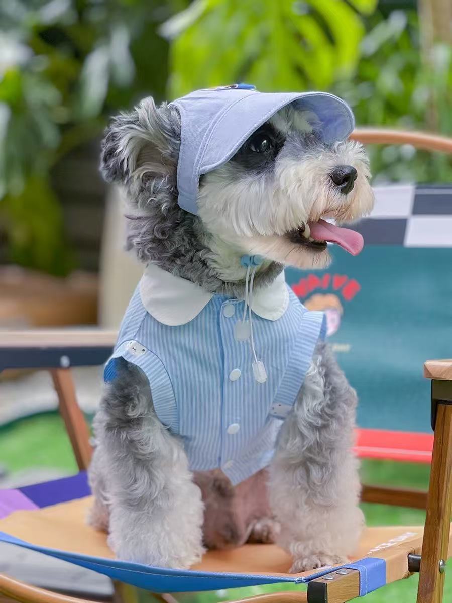 T00318 Cute cat and dog clothes summer sleeveless pet shirt Bichon Pomeranian Schnauzer small dog clothes thin section