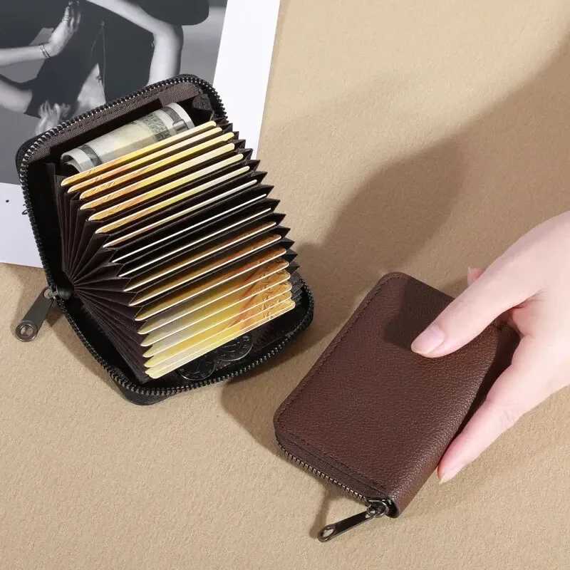 20 Detents Cards Holders PU Business Bank Credit Bus ID Card Holder Cover Coin Pouch Anti Demagnetization Wallets Bag Organizer Z250527
