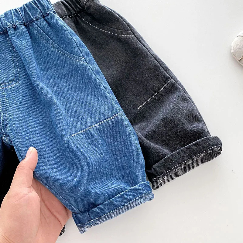 Kids Jeans 9M5T Children Girls Solid Color Denim Blue Pants Baby Boys Cute Casual Trousers 250527