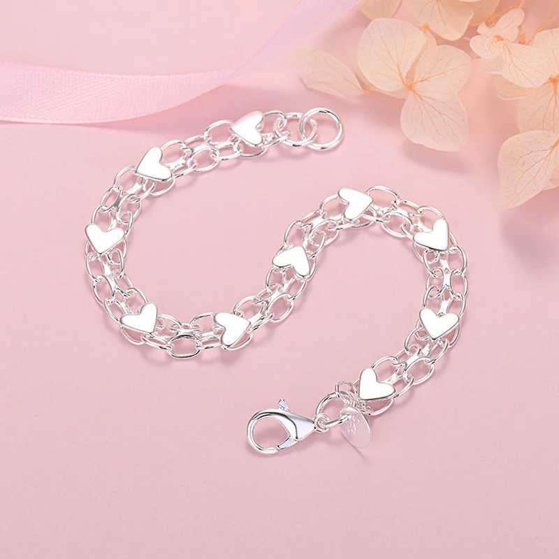 New original design 925 Sterling Silver romantic heart bracelet for women fashion jewelry wedding party Valentines Day gifts W250526