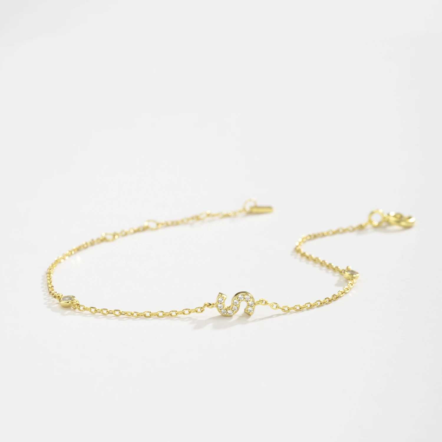 VEWANT 925 Sterling Silver Monogram Letter A - Z Initial Charm Chain Bracelet Luxury Wedding Crystal Fine Jewelry W250526