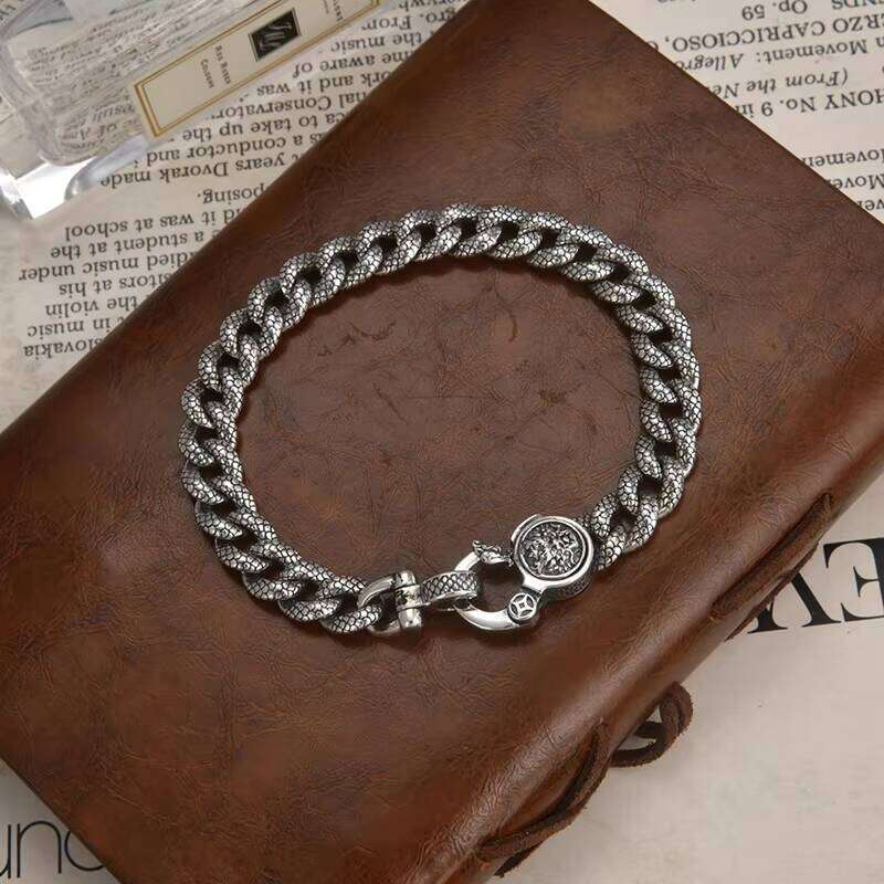 8mm S Sterling Sier Vintage Cuban Fashion Dragon Pattern Lucky Bracelet Jewelry Gift