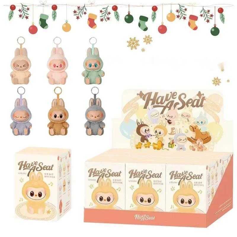 New Arrival Labubu Blind Box Have A Seat Series Anime Figure Pendant Flocking Model Toy Kawaii Monster Keychain Toy Christmas Gift U250528