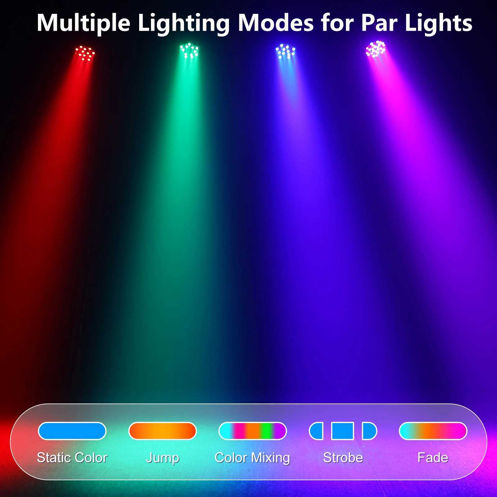 Somspot 4/8PCS RGB LED Par Light Stage Light Effect Projector for DJ Disco Party Holiday Christmas Bar Club Wedding Birthday XJ250527